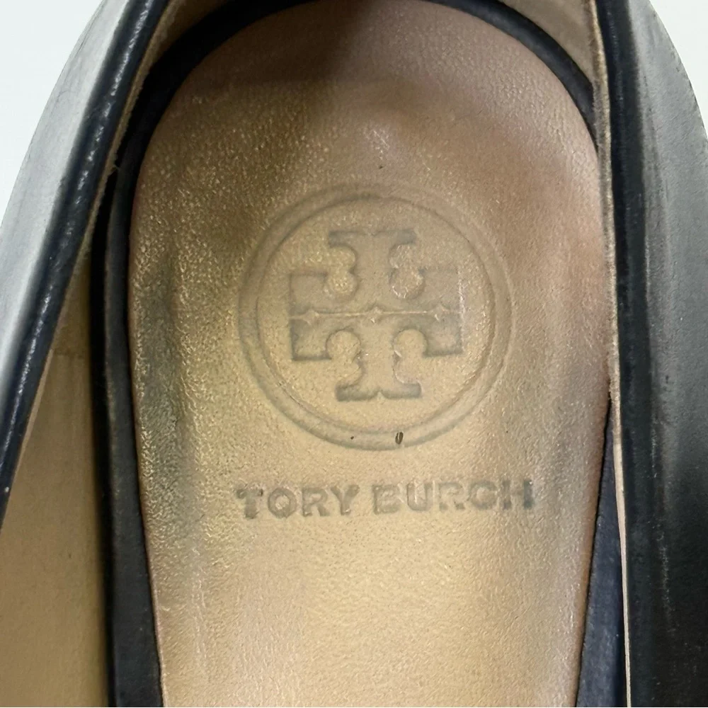 Tory Burch Black and Gold 3 Inch Block Heel with T Signature Logo - Picture 9 of 11